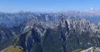 Dalla vetta del Serva: Pale de i Pinei, Pala Alta, Gruppo del Pizzocco e Pale di San Martino  