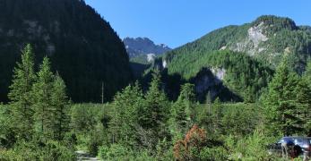 Pian Meluzzo. Sullo sfondo, il Monte Ferrara