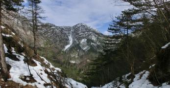 Sul sentiero CAI n. 831. Sullo sfondo, il Monte Brusò