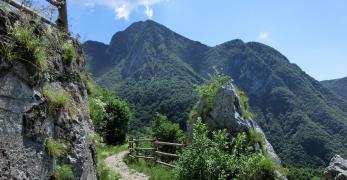 La mulattiera militare del Mont Festa. Sullo sfondo, il Monte San Simeone